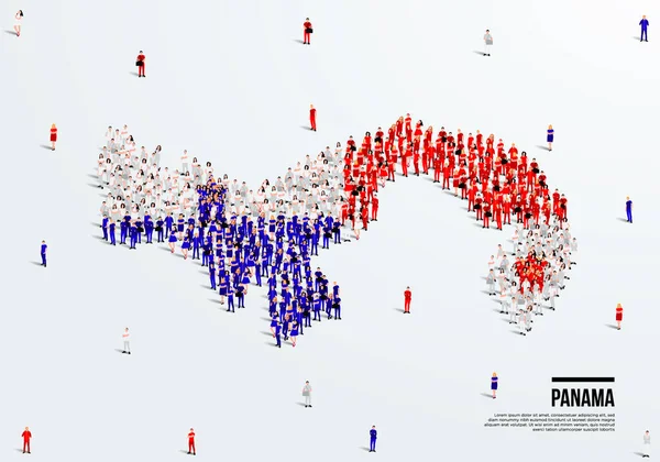 巴拿马地图和国旗 一大批人在巴拿马国旗上的颜色形成了地图 病媒图解 — 图库矢量图片