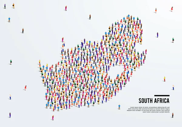 Afrique Sud Carte Grand Groupe Personnes Forment Pour Créer Une — Image vectorielle