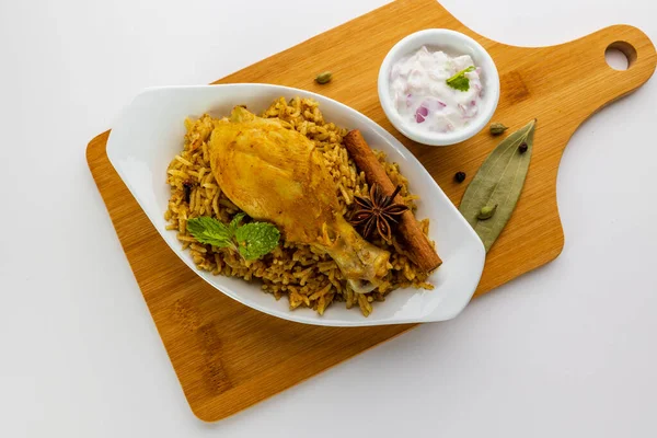 Chicken Biryani Spicy Indian Malabar Biryani Hyderabadi Biryani Pulao Egg — Stockfoto