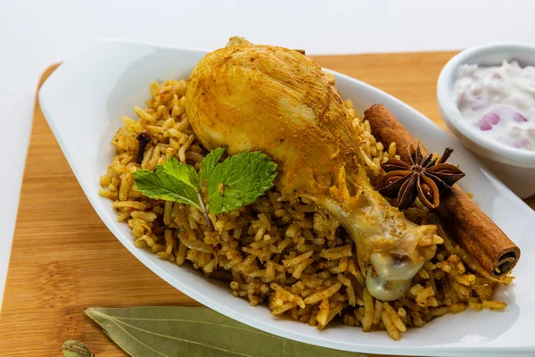 Chicken Biryani Spicy Indian Malabar Biryani Hyderabadi Biryani Pulao Egg — Stockfoto