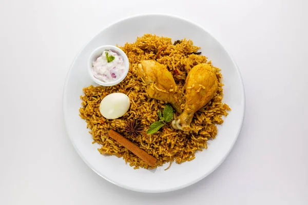 Chicken Biryani Spicy Indian Malabar Biryani Hyderabadi Biryani Pulao Egg — Stockfoto