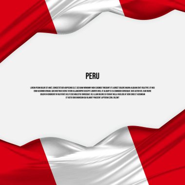 Peru bayrağı tasarımı. Saten ya da ipek kumaştan yapılmış Peru bayrağı sallıyordu. Vektör İllüstrasyonu.