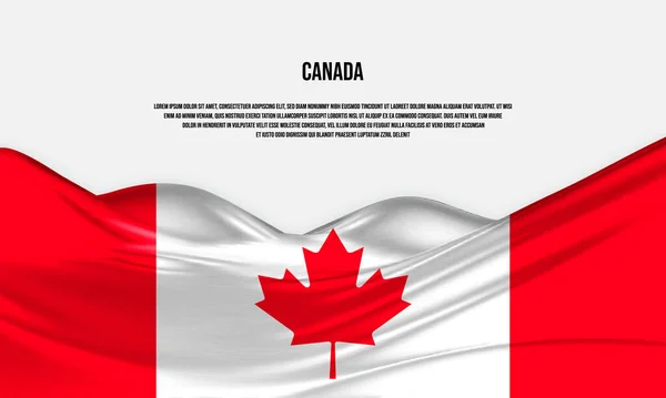 Desenho Bandeira Canadá Acenando Bandeira Canadense Feita Cetim Tecido Seda — Vetor de Stock