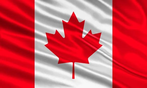Canada Flag Design Waving Canadian Flag Made Satin Silk Fabric — Stok Vektör