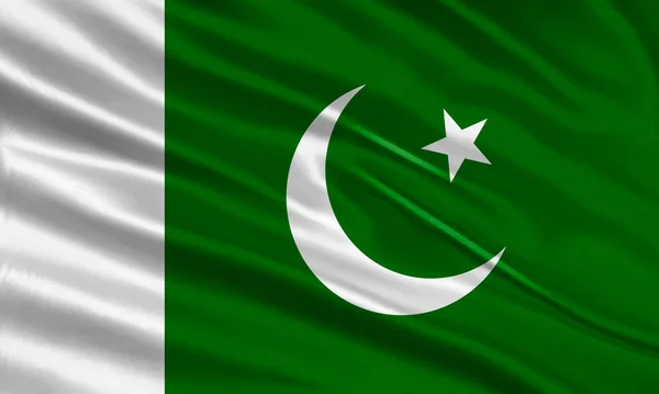 Pakistan Flag Design Waving Pakistani Flag Made Satin Silk Fabric — Image vectorielle