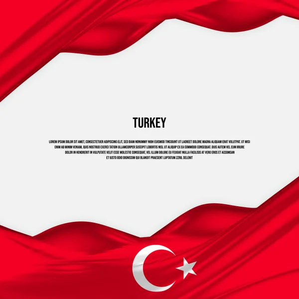 Turkey Flag Design Waving Turkish Flag Made Satin Silk Fabric — Image vectorielle
