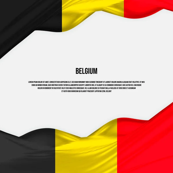 Belgium Flag Design Waving Belgian Flag Made Satin Silk Fabric — стоковый вектор