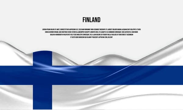 Finland Flag Design Waving Finnish Flag Made Satin Silk Fabric — Stock vektor