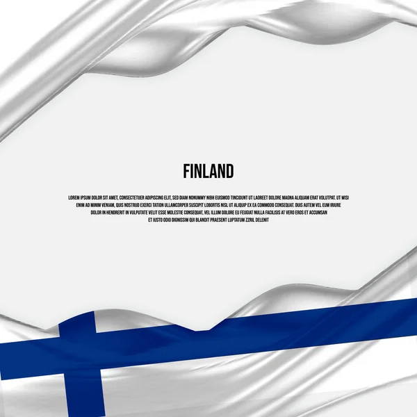 Finland Flag Design Waving Finnish Flag Made Satin Silk Fabric — Stock vektor