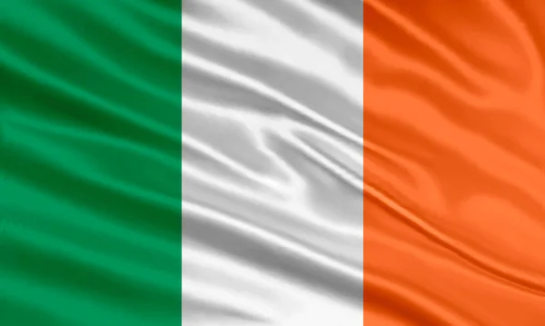 Ireland Flag Design Waving Irish Flag Made Satin Silk Fabric — Vector de stock