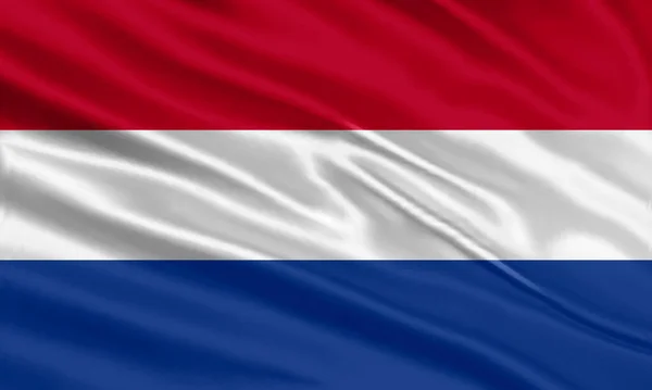 Netherlands Flag Design Waving Netherlands Flag Made Satin Silk Fabric — Vetor de Stock