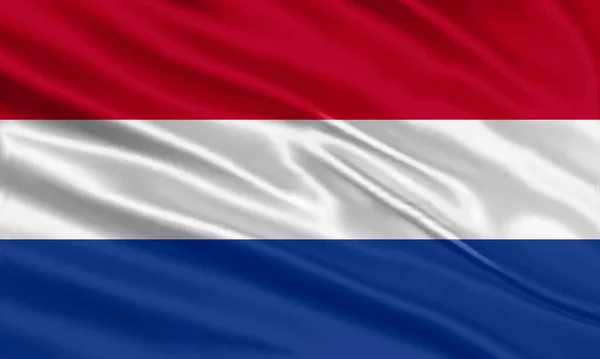 Netherlands Flag Design Waving Netherlands Flag Made Satin Silk Fabric — ストックベクタ