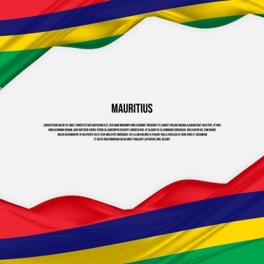 Mauritius bayrağı tasarımı. Saten ya da ipek kumaştan yapılmış Mauritius bayrağı sallıyordu. Vektör İllüstrasyonu.