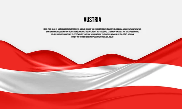 Austria Flag Design Waving Austrian Flag Made Satin Silk Fabric — Stockvektor