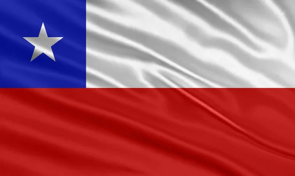 Chile Flag Design Waving Chile Flag Made Satin Silk Fabric — Stock vektor