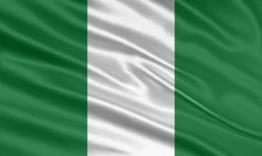 Nigeria flag design. Waving Nigerian flag made of satin or silk fabric. Vector Illustration.