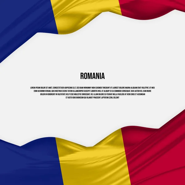 Romania Flag Design Waving Romania Flag Made Satin Silk Fabric — 图库矢量图片