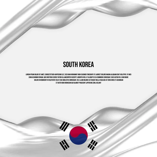 South Korea Flag Design Waving South Korean Flag Made Satin — Vector de stock