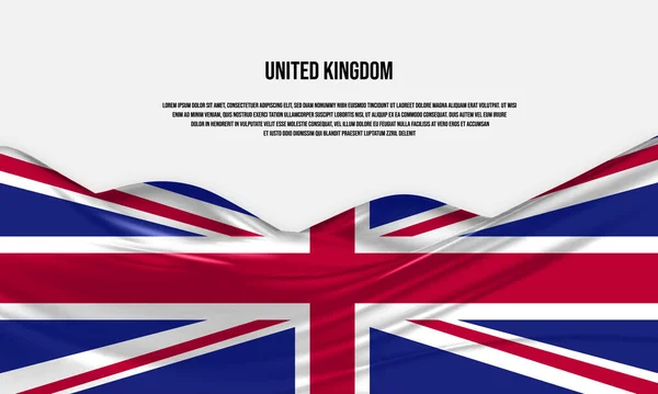 United Kingdom Flag Design Waving England Flag Made Satin Silk — Stockvektor