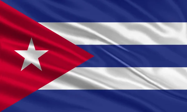 Cuba Flag Design Waving Cuban Flag Made Satin Silk Fabric — Stockvektor