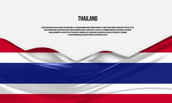 Thailand Flag Design Waving Thai Flag Made Satin Silk Fabric — Vetor de Stock