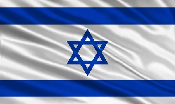 Israel Flag Design Waving Israeli Flag Made Satin Silk Fabric — Stockvector