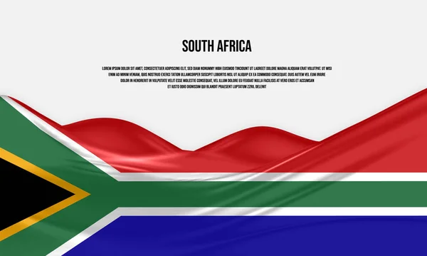 South Africa Flag Design Waving South African Flag Made Satin — Stockvektor