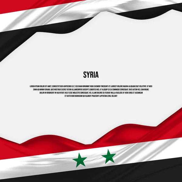 Syria Flag Design Waving Syrian Flag Made Satin Silk Fabric — Vettoriale Stock