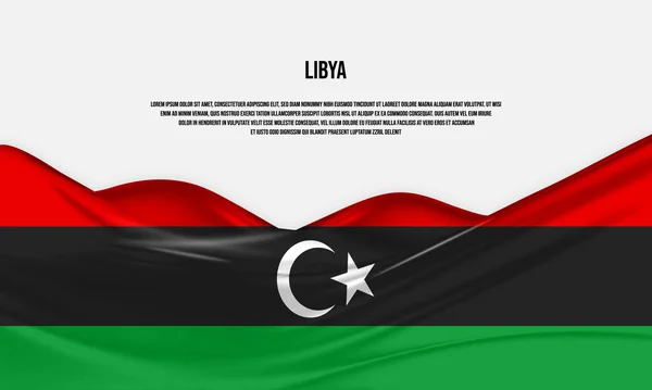 Libya Flag Design Waving Libyan Flag Made Satin Silk Fabric — Stock Vector