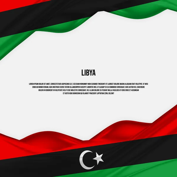 Libya Flag Design Waving Libyan Flag Made Satin Silk Fabric — Image vectorielle