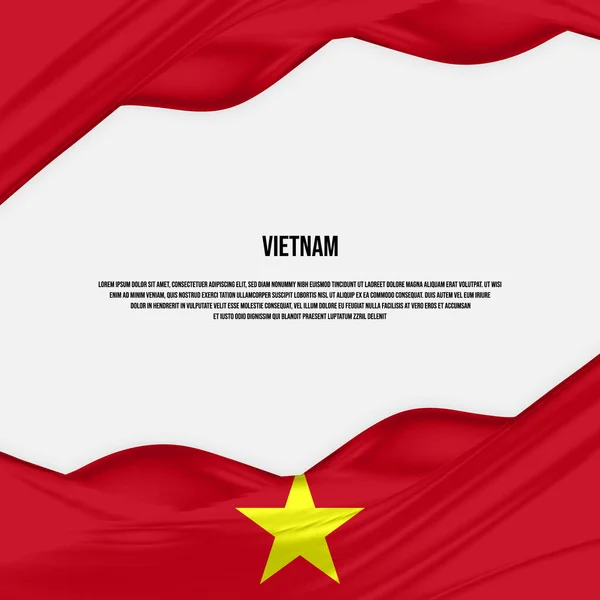 Vietnam Flag Design Waving Vietnamese Flag Made Satin Silk Fabric — ストックベクタ