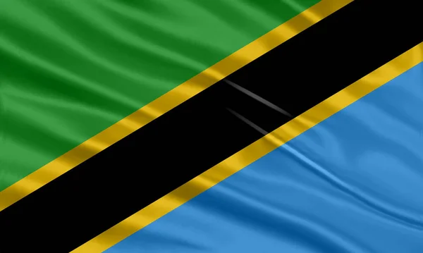 Tanzania Flag Design Waving Tanzanian Flag Made Satin Silk Fabric — Image vectorielle