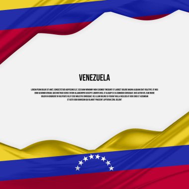 Venezuela flag design. Waving Venezuela flag made of satin or silk fabric. Vector Illustration.