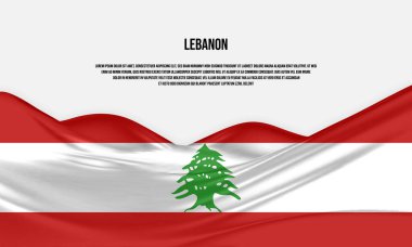 Lebanon flag design. Waving Lebanese flag made of satin or silk fabric. Vector Illustration.
