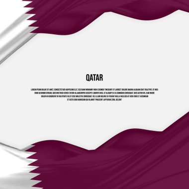 Qatar flag design. Waving Qatar flag made of satin or silk fabric. Vector Illustration.