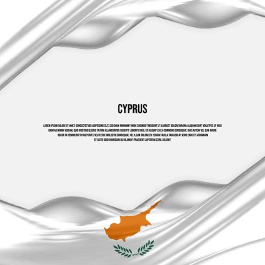 Kıbrıs bayrağı tasarımı. Saten ya da ipek kumaştan yapılmış Kıbrıs bayrağı sallıyordu. Vektör İllüstrasyonu.