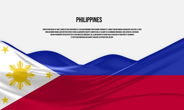 Diseño Bandera Filipinas Ondeando Bandera Filipinas Hecha Tela Satén Seda — Archivo Imágenes Vectoriales