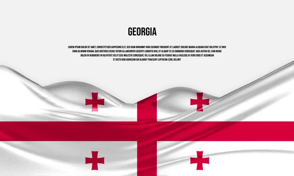 Projekt Flagi Georgii Macha Gruzińską Flagą Wykonaną Satyny Lub Jedwabiu — Wektor stockowy