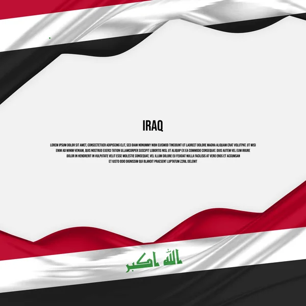 Diseño Bandera Irak Ondeando Bandera Iraquí Hecha Satén Tela Seda — Vector de stock