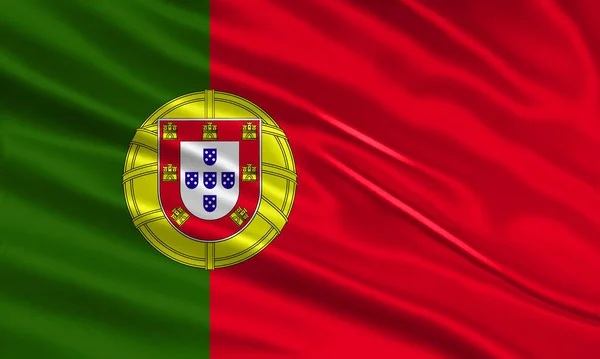 葡萄牙国旗设计 用缎子或丝织品制成的飘扬的葡萄牙国旗 病媒图解 — 图库矢量图片