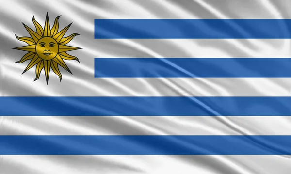 Uruguay Flagga Design Vifta Uruguay Flagga Tillverkad Satin Eller Silke — Stock vektor