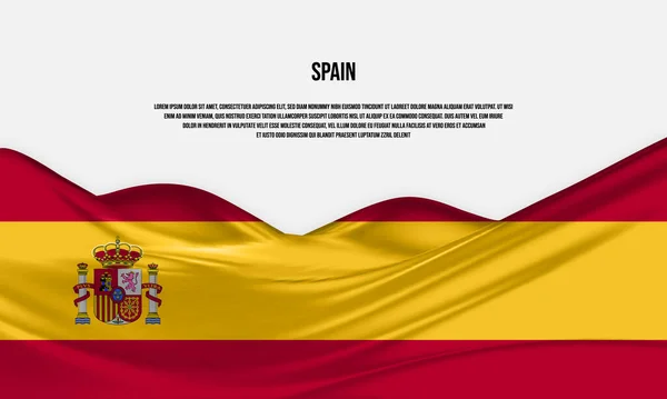 España Diseño Bandera Ondeando Bandera España Hecha Tela Satén Seda — Vector de stock