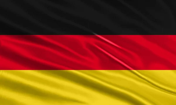 Projeto Bandeira Alemanha Acenando Bandeira Alemã Feita Cetim Tecido Seda — Vetor de Stock