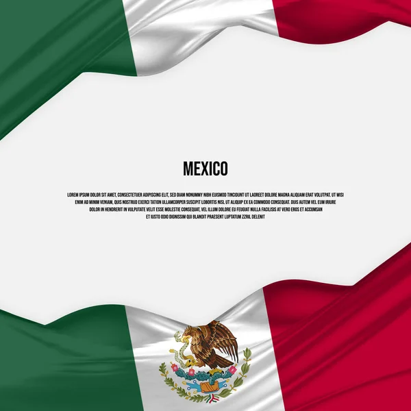 Diseño Bandera México Ondeando Bandera Mexicana Hecha Tela Satén Seda — Archivo Imágenes Vectoriales