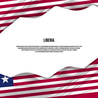 Liberya bayrağı tasarımı. Saten ya da ipek kumaştan yapılmış Liberya bayrağı sallıyordu. Vektör İllüstrasyonu.