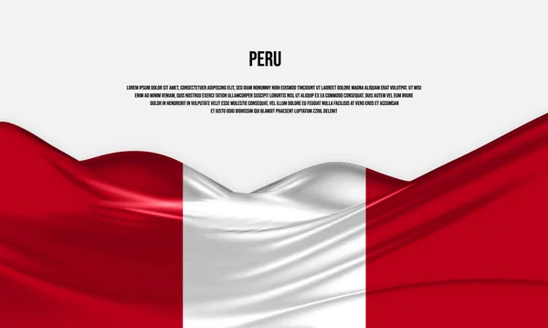 Projeto Bandeira Peru Acenando Bandeira Peru Feita Cetim Tecido Seda — Vetor de Stock