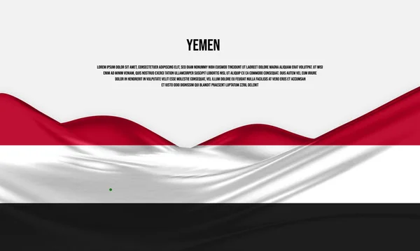 Diseño Bandera Yemen Ondeando Bandera Yemen Hecha Tela Satén Seda — Vector de stock