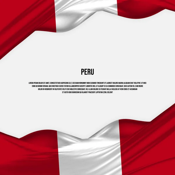 Peru Flag Design Waving Peru Flag Made Satin Silk Fabric — Stock vektor