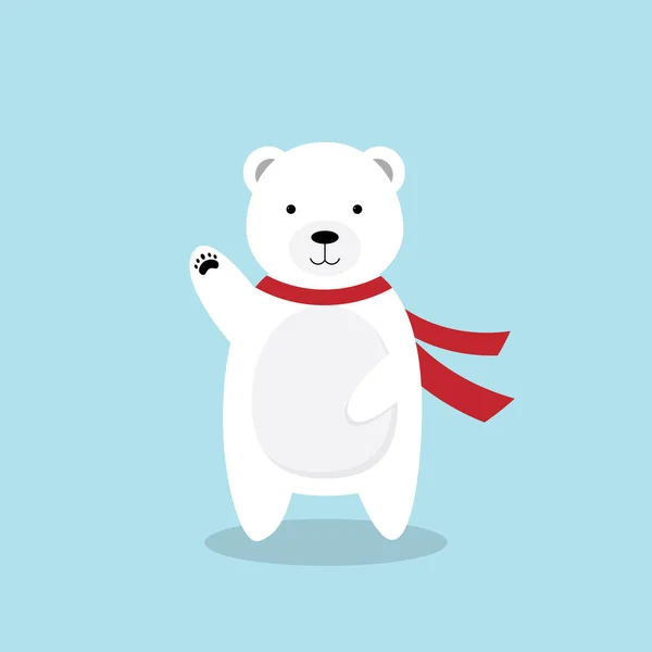 Симпатичный карикатурный белый медведь в ожидании Рождества — стоковый вектор
