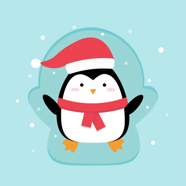 Pingüino Dibujos Animados Haciendo Ángel Nieve — Vector de stock